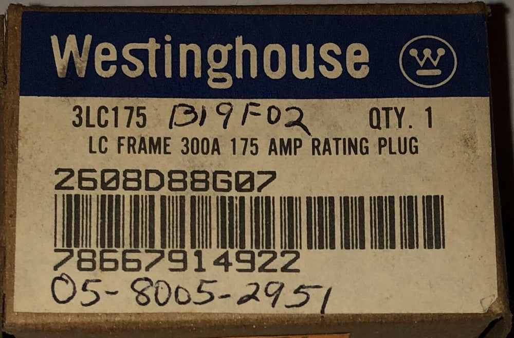 CUTLER HAMMER WESTINGHOUSE 3LC175 LC HLC 300 Amp 175 Amp Rating Plug 2608D88G07