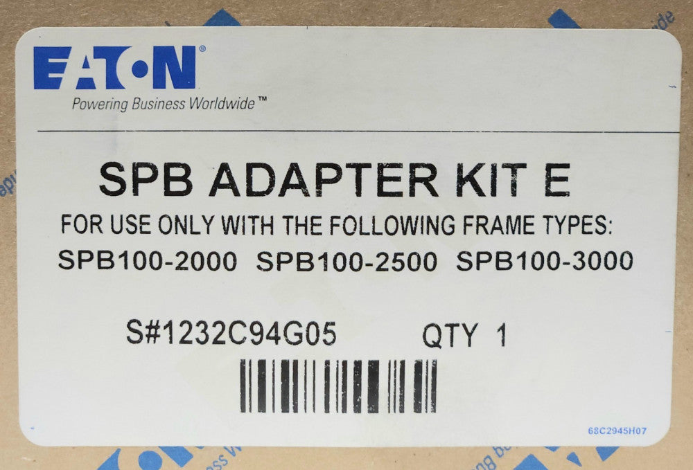 EATON CUTLER HAMMER 1232C94G05 SPB ADAPTER KIT E FOR SPB100-2000 2500 AND 3000