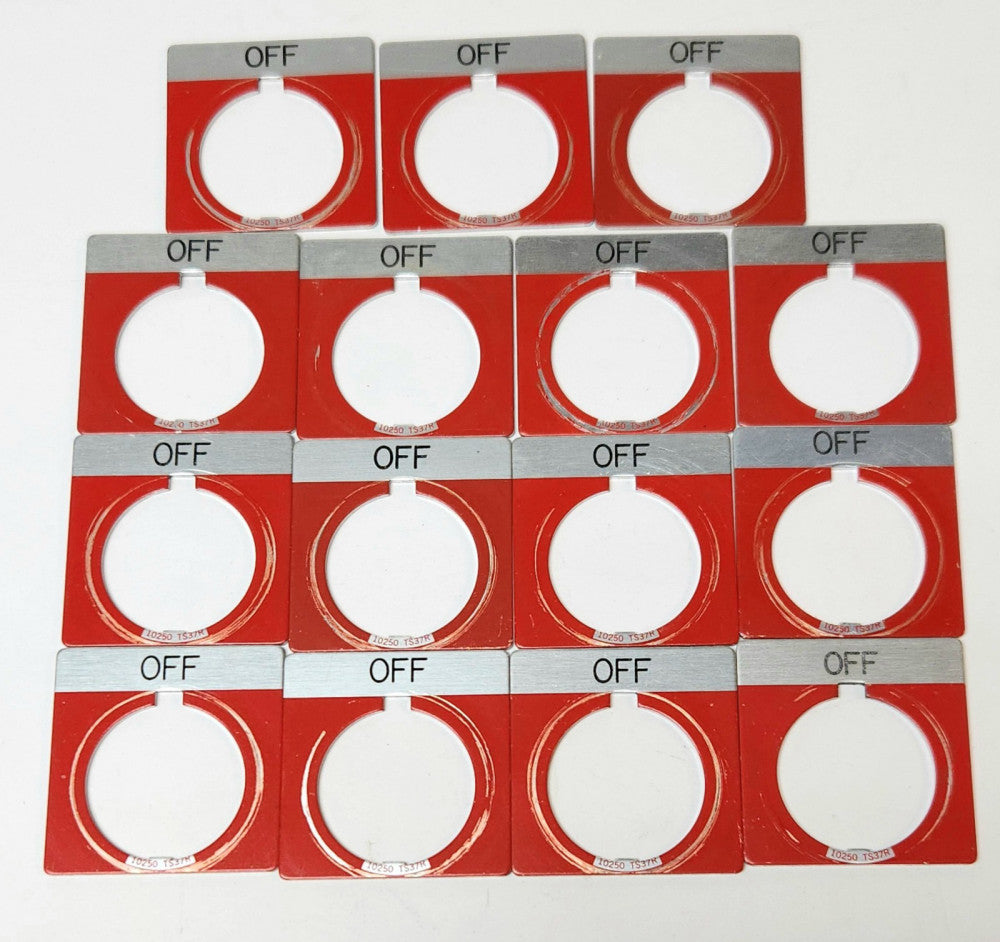 LOT OF 15 EATON CUTLER HAMMER 10250TS24 RED OFF Legend Plate 10250TS37R
