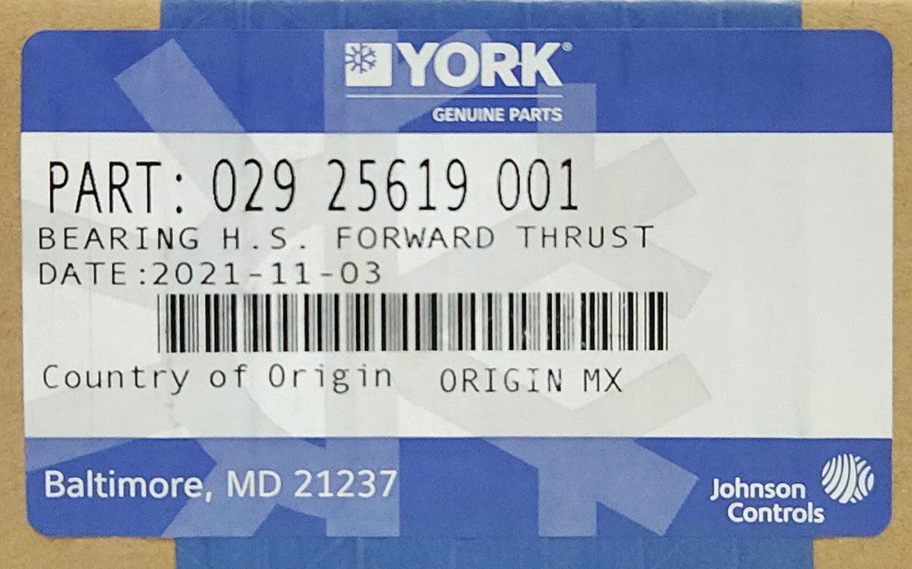 YORK 029 25619 001 High Speed Forward Thrust Bearing Y227870 T0131-53 JE794