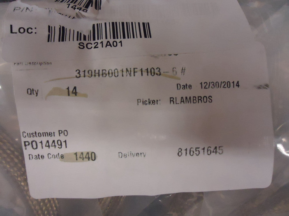 319HB001NF1103-6 GLENAIR CIRCULAR MIL SPEC STRAIN RELIEFS BRAND NEW!