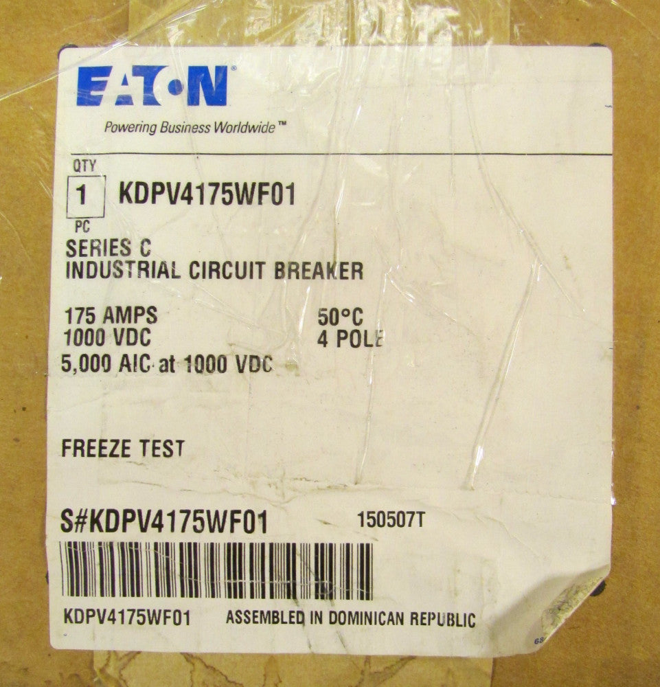 EATON CUTLER HAMMER KD-PV Solar PV Breaker 4 Pole 175 Amp KDPV4175 WF01