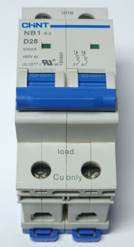 CHINT NB1 63 2P D25 2 Pole 25 AMP 480 VAC NB1-63 D25 Circuit Breaker
