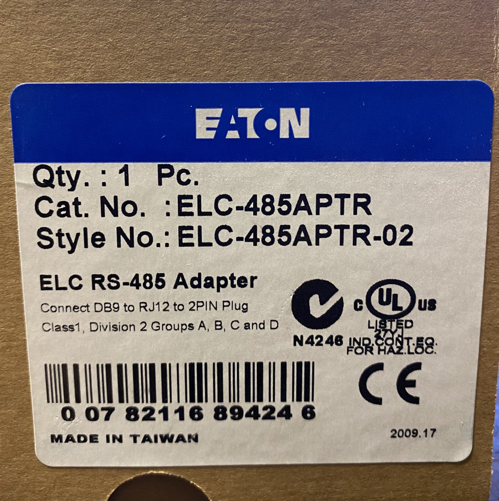 EATON CUTLER HAMMER ELC 485APTR ELC RS-485 Adapter ELC-485APTR-01