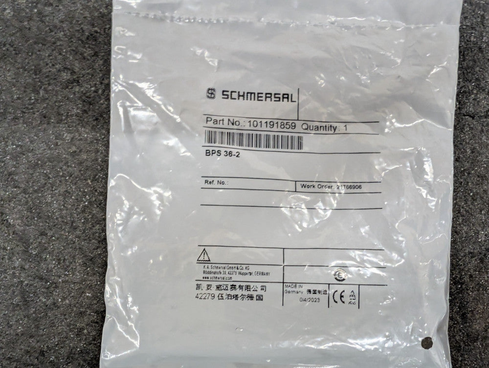 New, Schmersal, BPS 36-2, ACTUATOR, MAGNETIC SAFETY SENSOR, Alt P/N - 101191859
