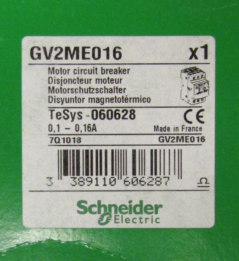 GROUPE SCHNEIDER GV2ME016 Motor Circuit Breaker Protector .1-.16 Amp GV2 ME016