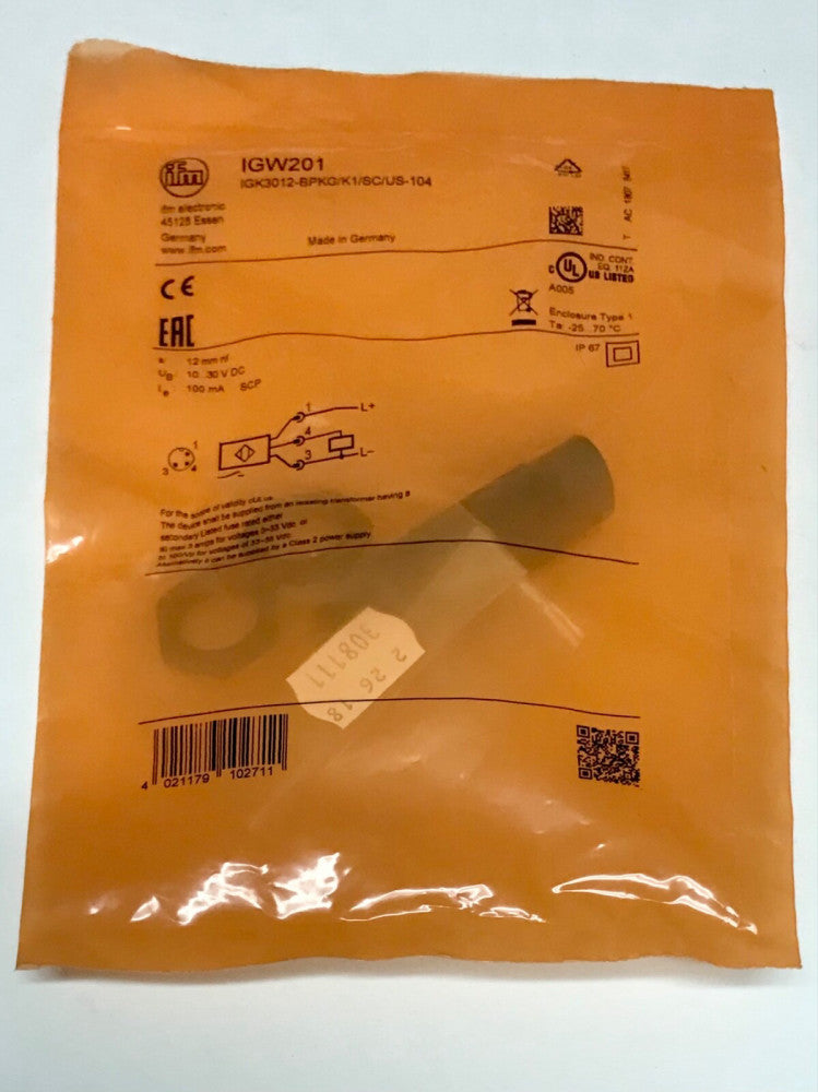 IFM IGW201 Proximity Sensor IGK3012 BPKG K1 SC US 104