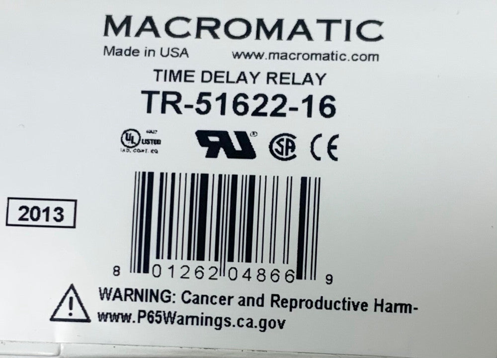 MACROMATIC TR 51622 16 Time Delay Relay Timer 120 VAC VDC 0.6-60 Minute Time