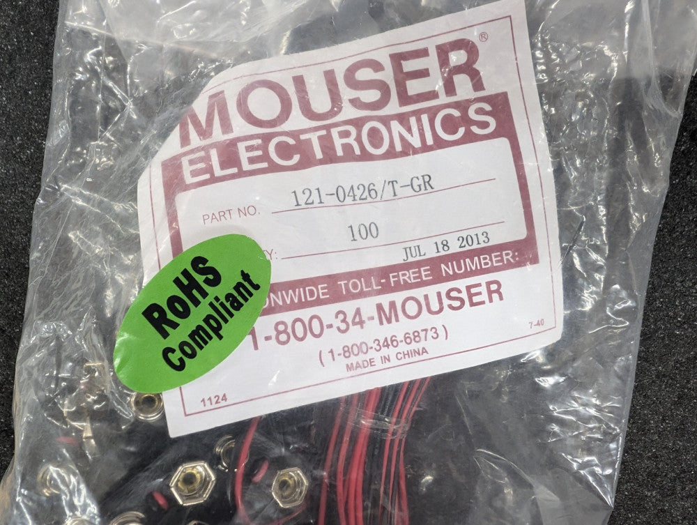 New, Eagle Plastic, 121-0426/T-GR, 9V Battery Snaps & Contacts T 4in - Lot of 50