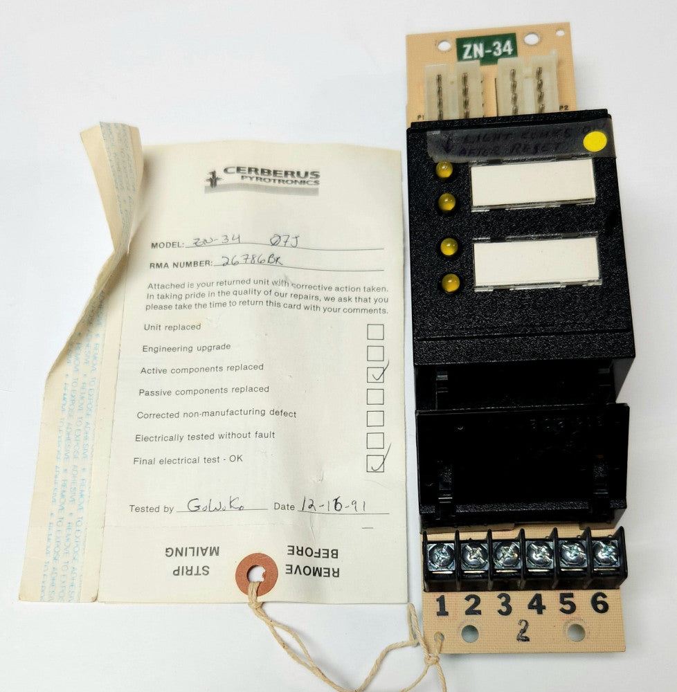 CERBERUS PYROTRONICS ZN 34 MODEL ZN-34 07J FIRE ALARM CONTROL DY-1-0 580 121651