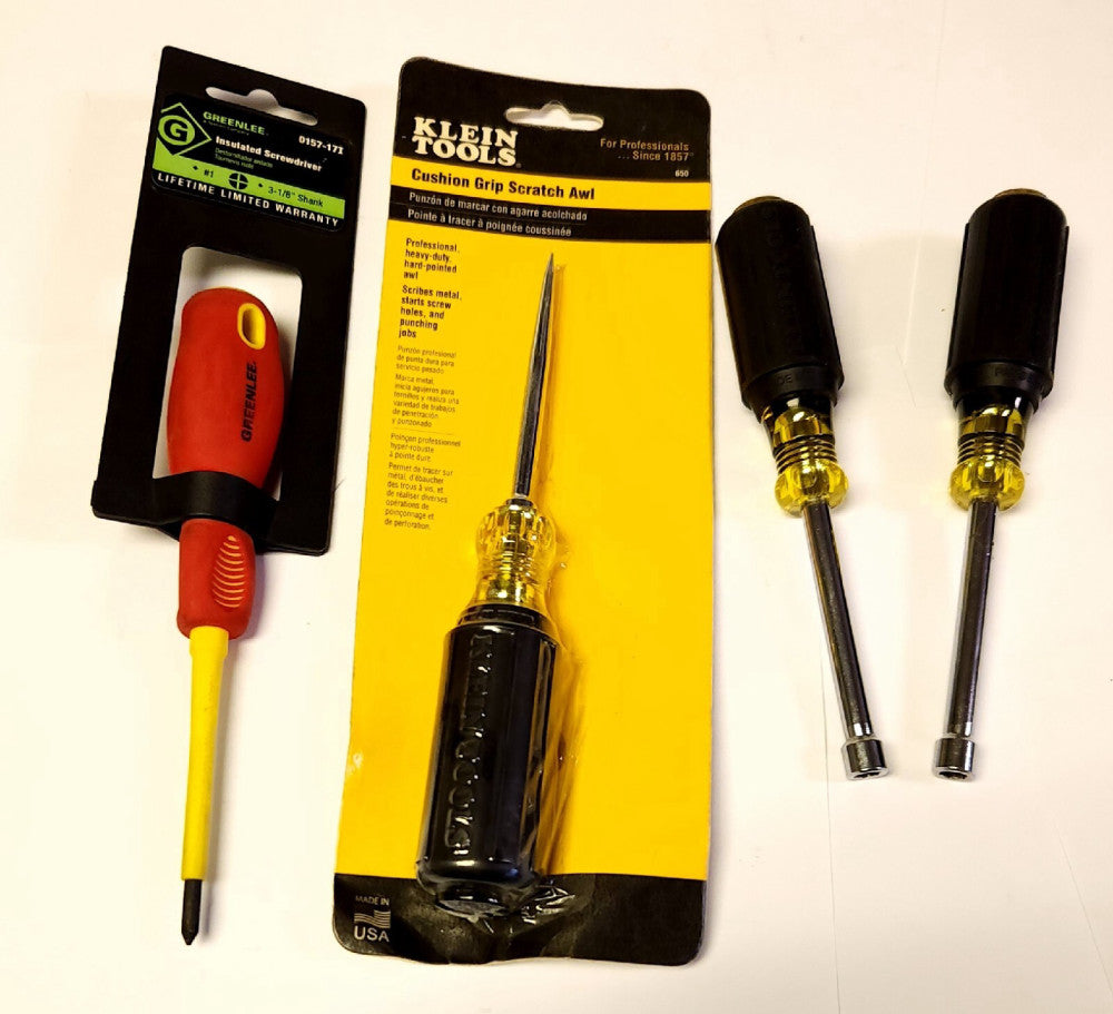 LOT OF KIEIN TOOLS 650 Scratch AWL 0157-17I RED Insulated Screwdriver Electrical