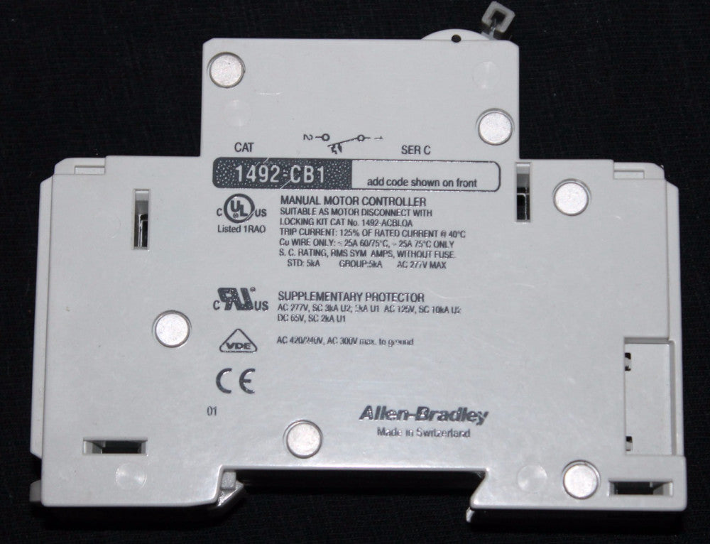 ALLEN BRADLEY Single Pole 7 Amp Manual Motor Controller 1492 CB1G070