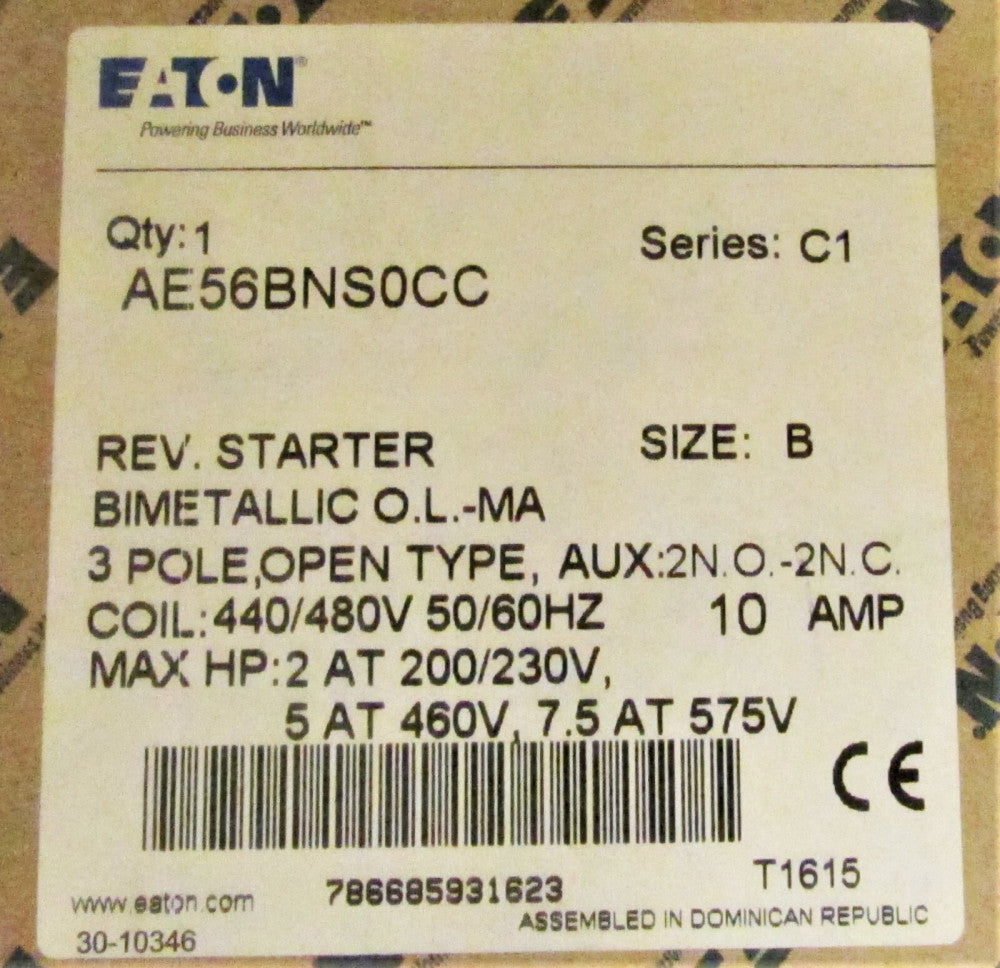 EATON CUTLER HAMMER AE56BNS0CC 440/480v Reverse Starter Size B Coils