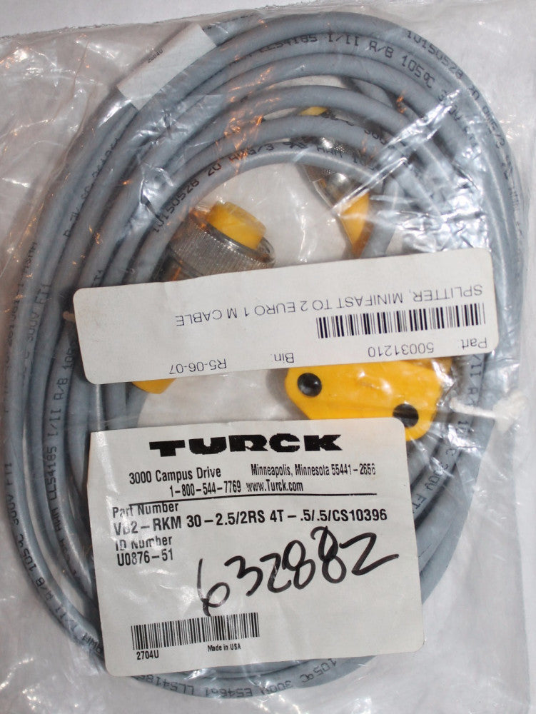 TURCK VB2 RKM 30 2.5 2RS 4T .5 .5 CS10396 Mini Fast Splitter Cable
