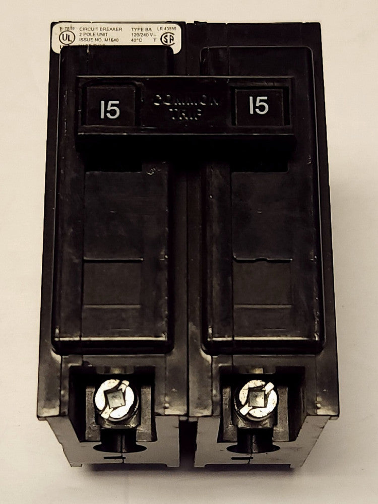 EATON CUTLER HAMMER BAB2015 2 Pole 15 AMP Type BA BAB Circuit Breaker