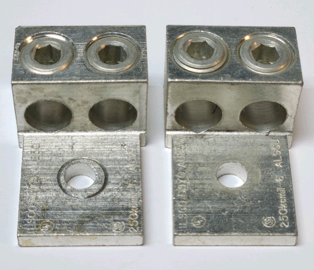LOT OF 2 ILSCO D970 AU250 Double Hole Lug 250 kcmil-6 AL9CU 2 250 MCM