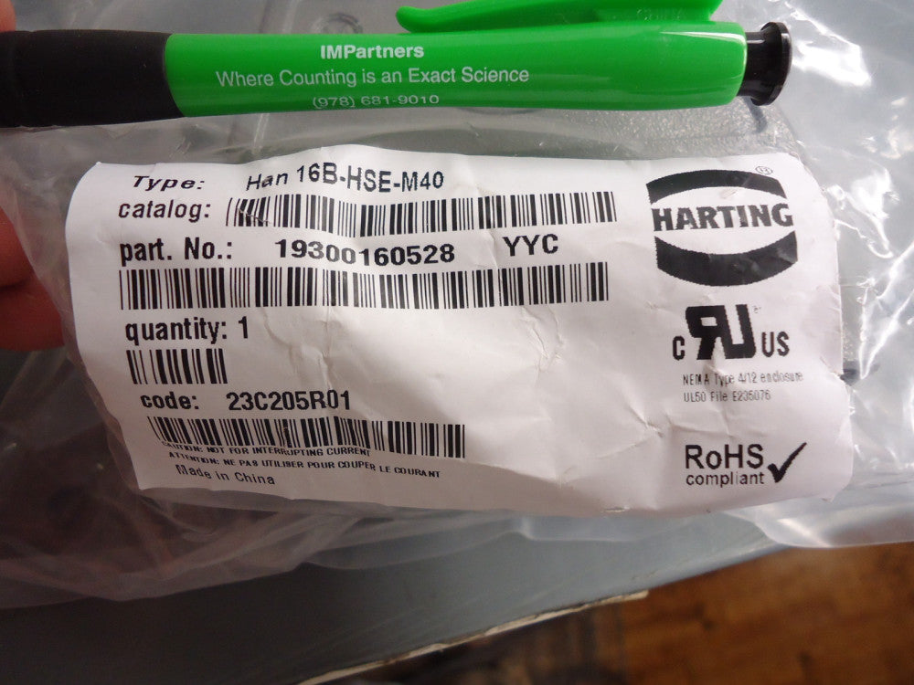 New, Harting, 19300160528 Connector Power Heavy Duty METAL HOOD HAN 16B 2 LVR LC