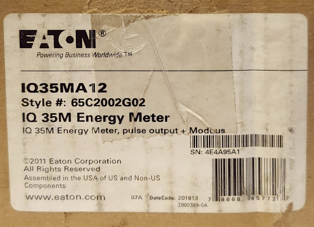 EATON IQ35MA12 IQ 35M Energy Meter 65C2002G02 Pulse Output Modbus