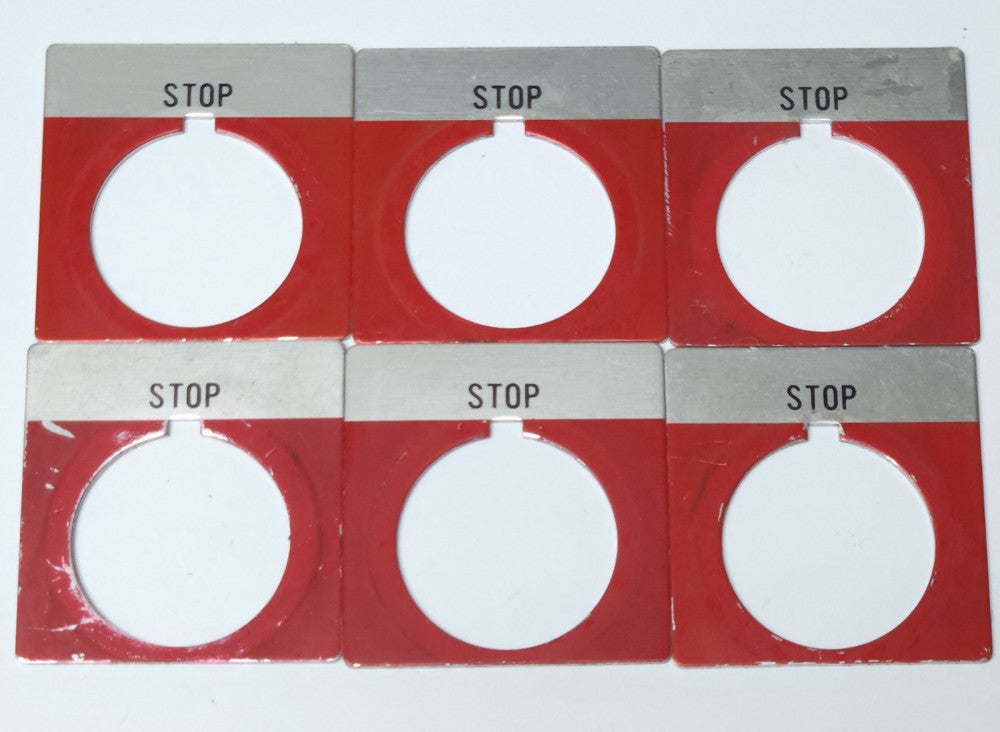 LOT OF 6 ALLEN BRADLEY 800T X550 RED STOP LEGEND PLATE 800T-X550 30mm
