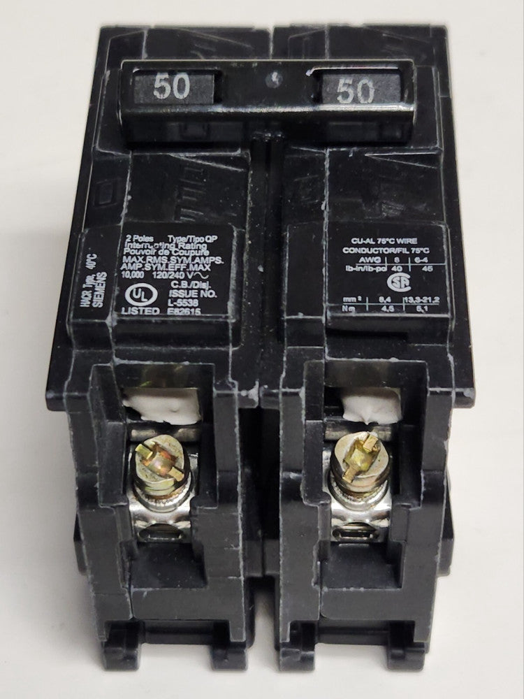 SIEMENS Q250 2 Pole 50 AMP Type QP Plug IN Circuit Breaker 120 240 VAC