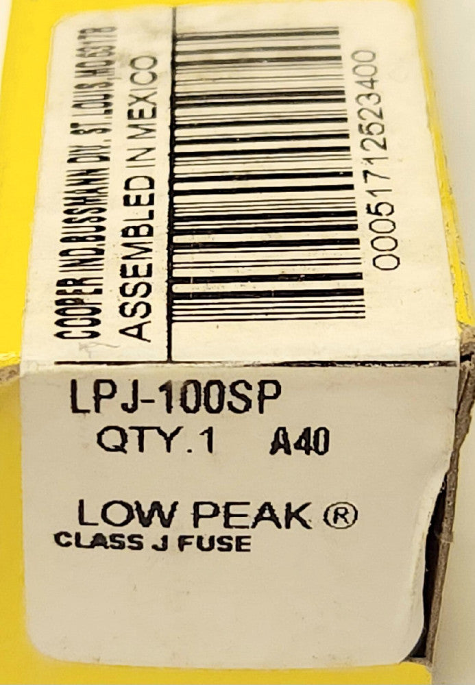 BUSSMANN LPJ 100SP Buss 100 AMP Low PEAK Fuse 600 VAC 300 VDC Bolt IN