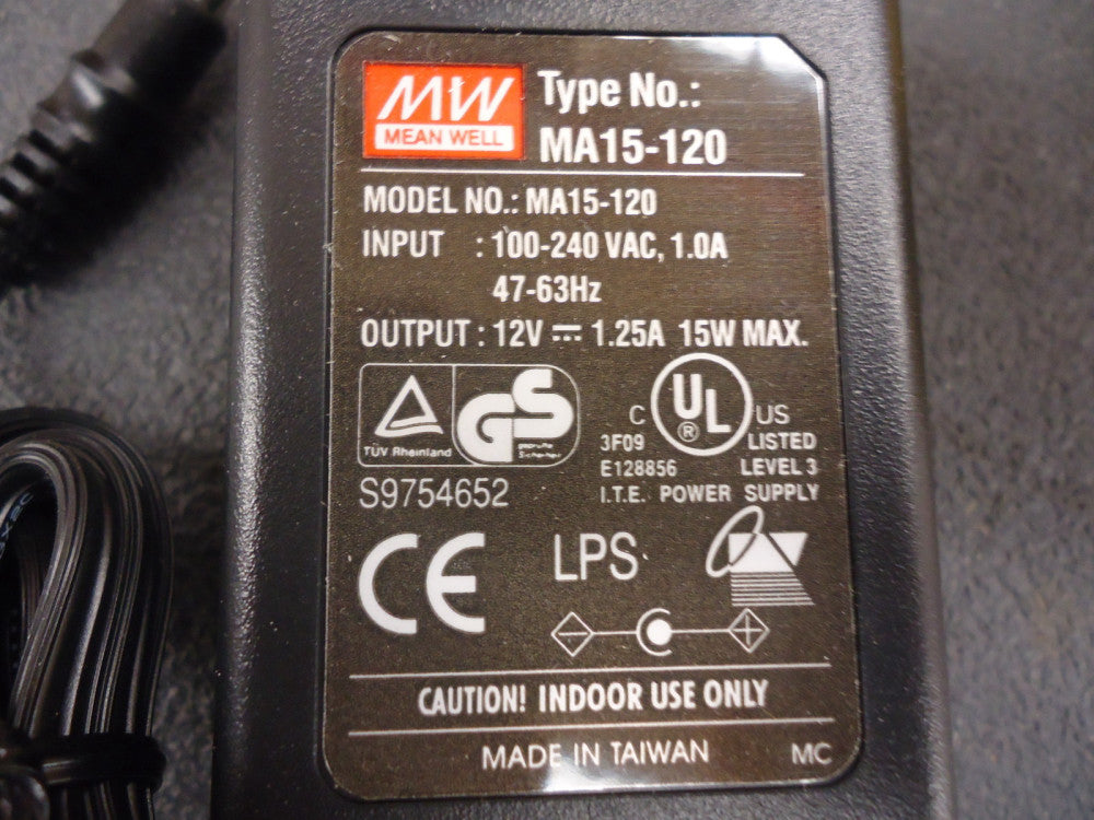 MA15-120 MEANWELL 15 WATT DESKTOP, 12VDC O/P BRAND NEW!