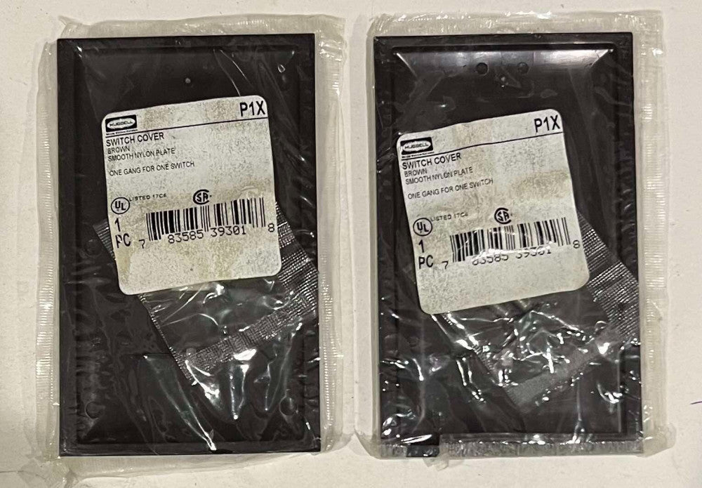(LOT OF 2) HUBBELL P1X Switch Cover BROWN Smooth Nylon Plate