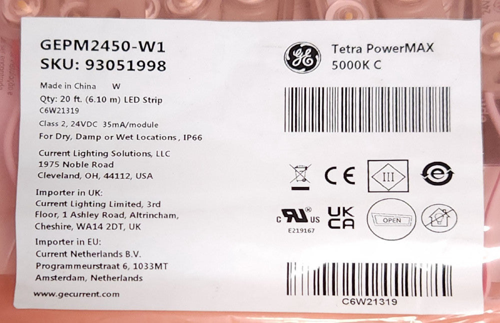 GE GENERAL ELECTRIC GEPM2450 W1 Tetra Power Max 20ft. 93051998 LED Strip 5000K C