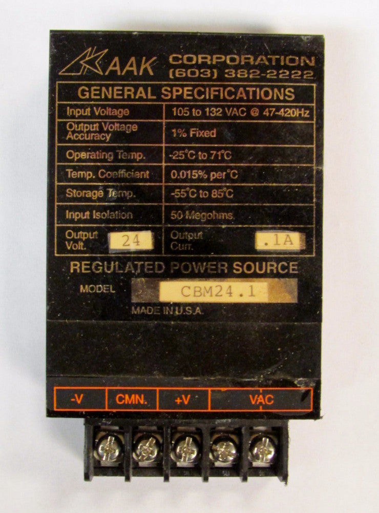 AAK CORPERATION CBM24.1 24V .1 Amp Regulated Power Source