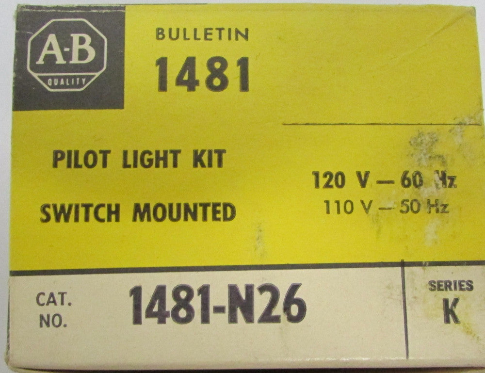 ALLEN BRADLEY 1481 N26 Switch Mounted 120 V Red Pilot Light Kit