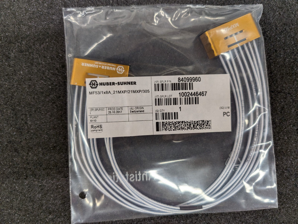 New, Huber & Suhner, MF53/1X8A_21MXP/21MXP/305, CBL ASSY MXP JACK TO JACK 12 INC
