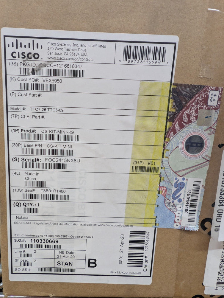New, Cisco, CS-KIT-MINI-K9, Webex Room Kit Mini factory sealed