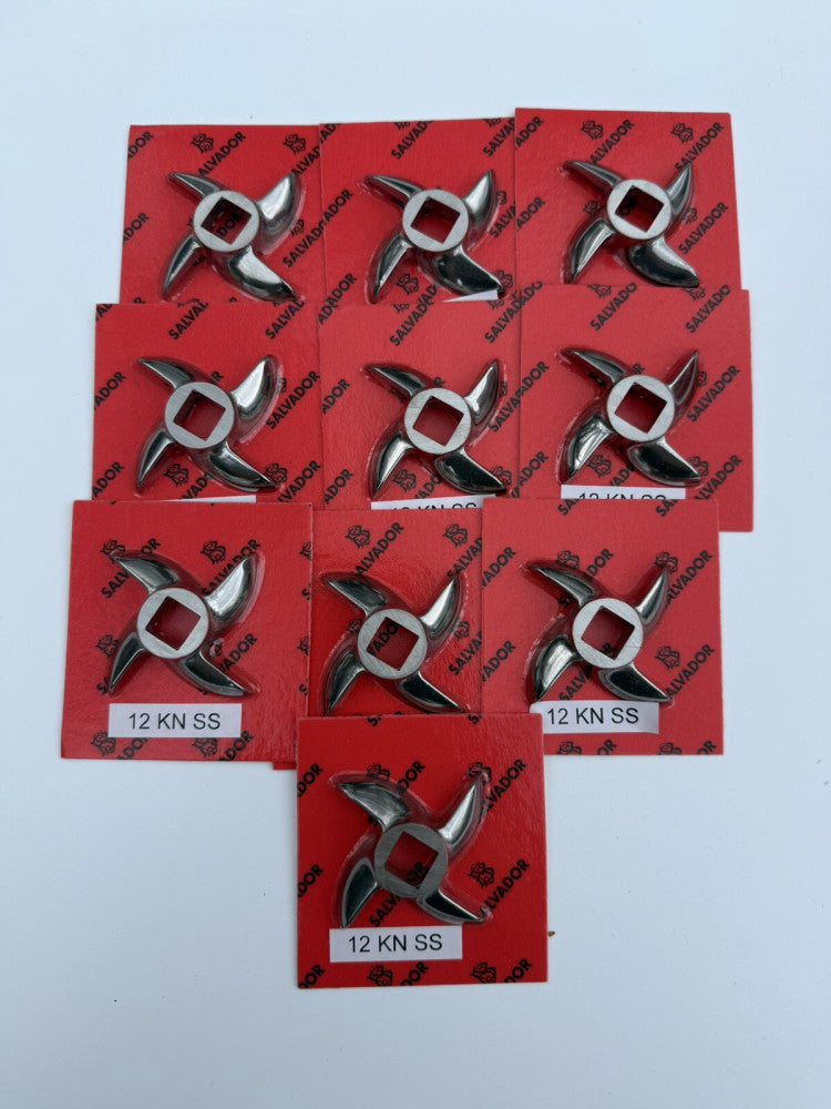 Lot Of 10 #12 Salvador Stainless Steel Curved Edge Meat Grinder Blade Knife New