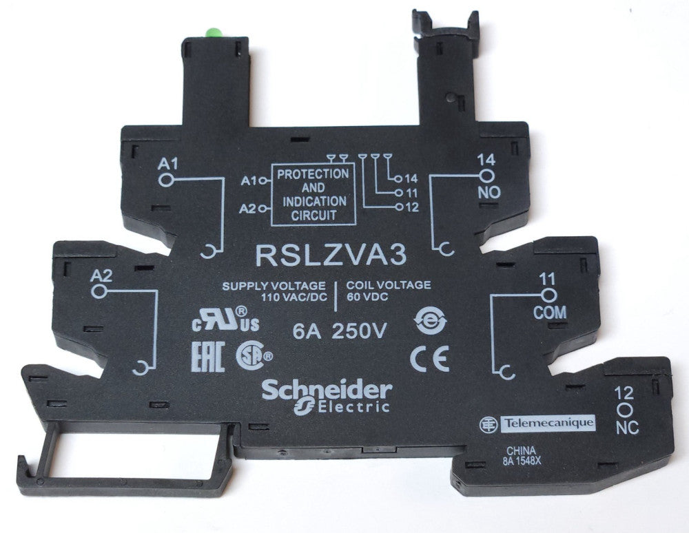 SCHNEIDER ELECTRIC RSLZVA3 ZELIO Relay Socket 110 VAC VDC Coil 60 VDC Screw