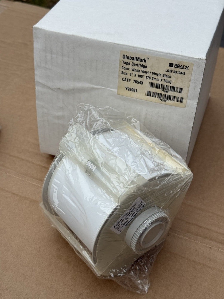 Brady 76543 GlobalMark WHITE Vinyl Tape Cartridge 3" x 100' - New