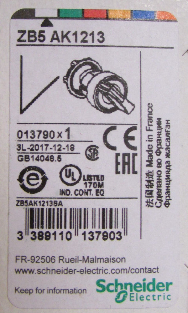 SCHNEIDER ELECTRIC ZB5 AK1213 2 Pos Illum Maintained Selector Switch Operator