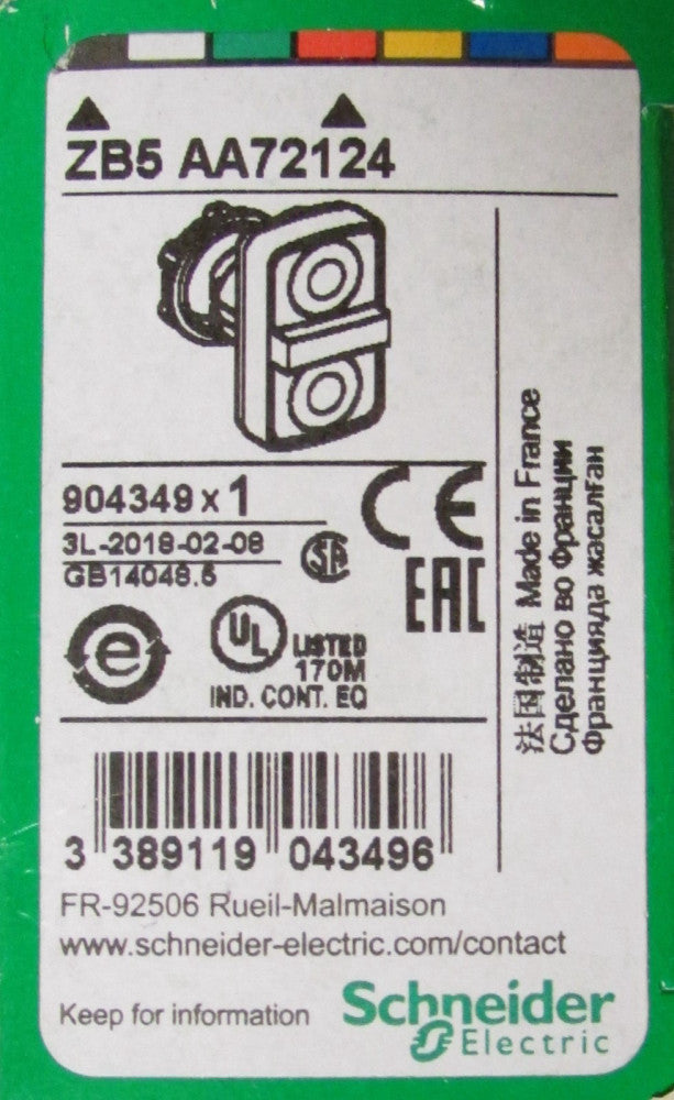 SCHNEIDER ELECTRIC ZB5 AA72124 Black Up Black Down Center Stop Dble Push Button