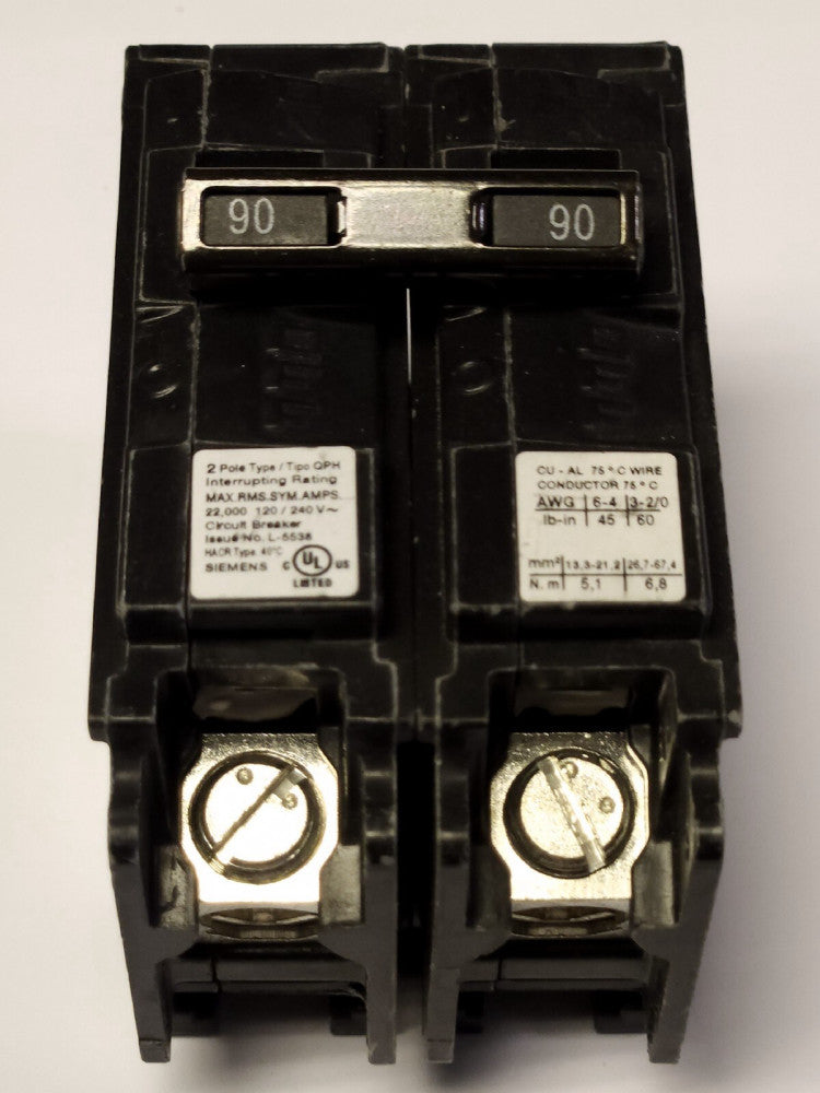 SIEMENS Q290H 2 Pole 90 AMP Type QPH Circuit Breaker