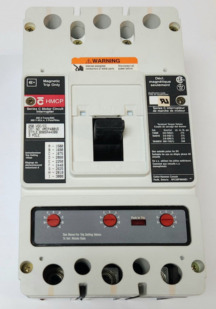 EATON CUTLER HAMMER WESTINGHOUSE HMCP400N5 400 AMP HMCP Motor Circuit Protector