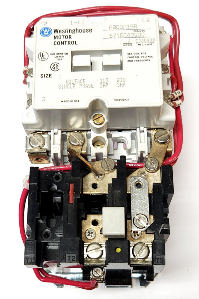 WESTINGHOUSE CUTLER HAMMER A200M1BR 120 VAC 240 VAC Size 1 Single Phase 2-3 HP