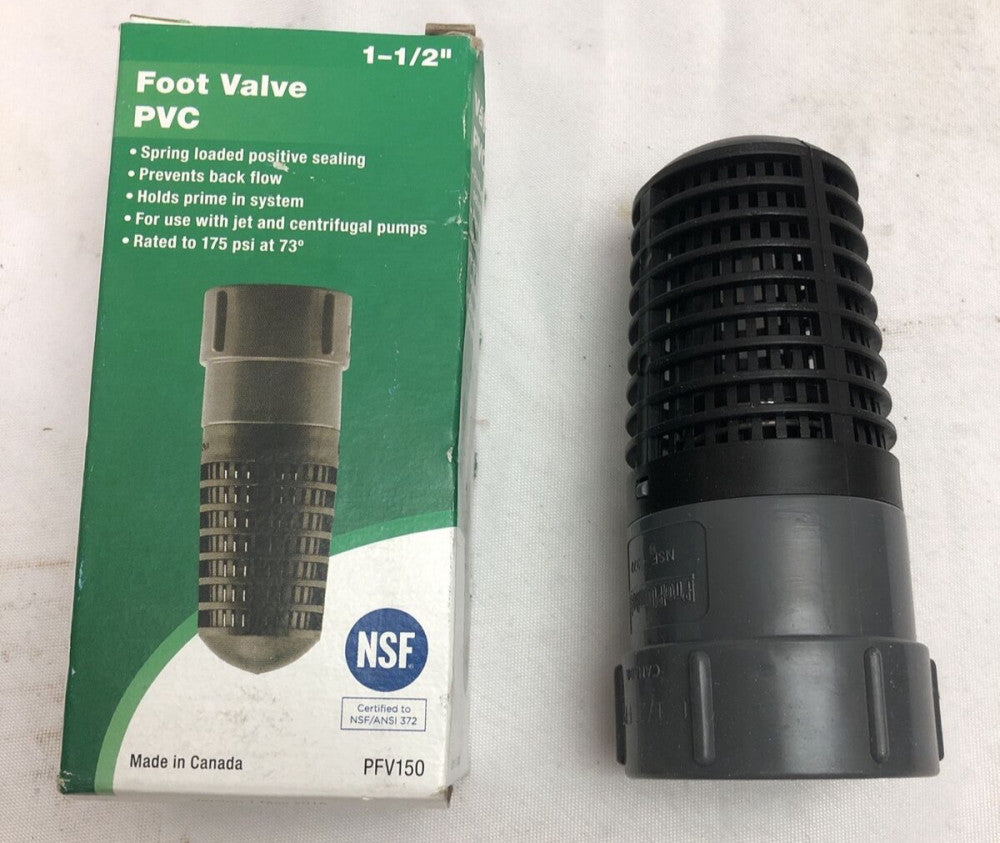 1-1/2 In. PVC Foot Valve Spring Loaded positive sealing