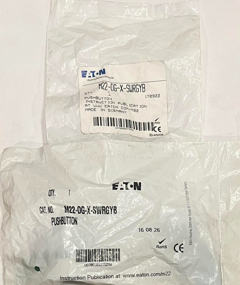(LOT OF 2) EATON M22 DG X SWRGYB Push Button M22-DG-X-SWRGYB