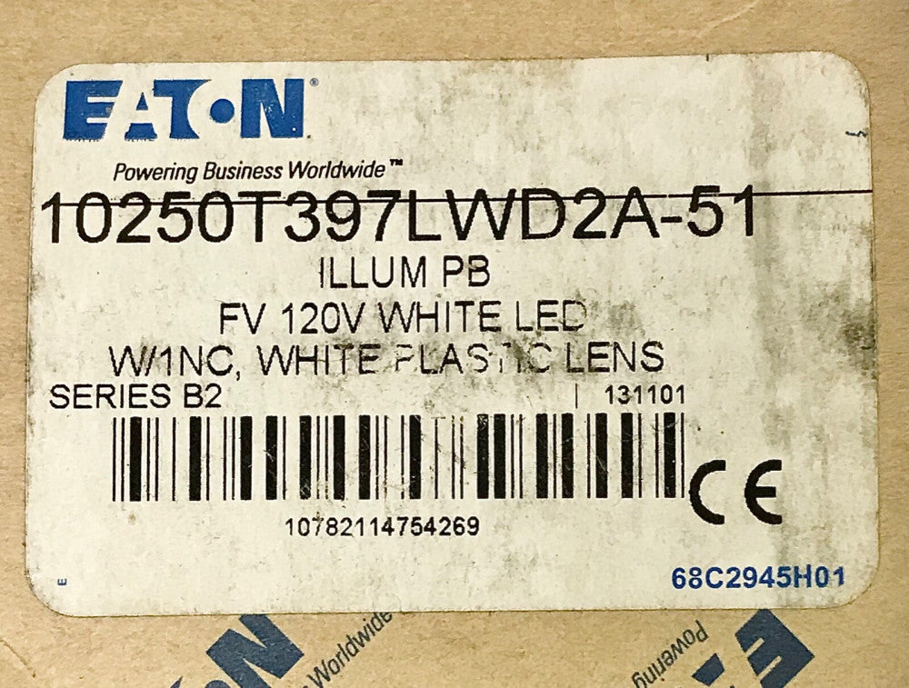 EATON 10250T397LWD2A 51 White 120 VAC LED Illuminated Pushbutton