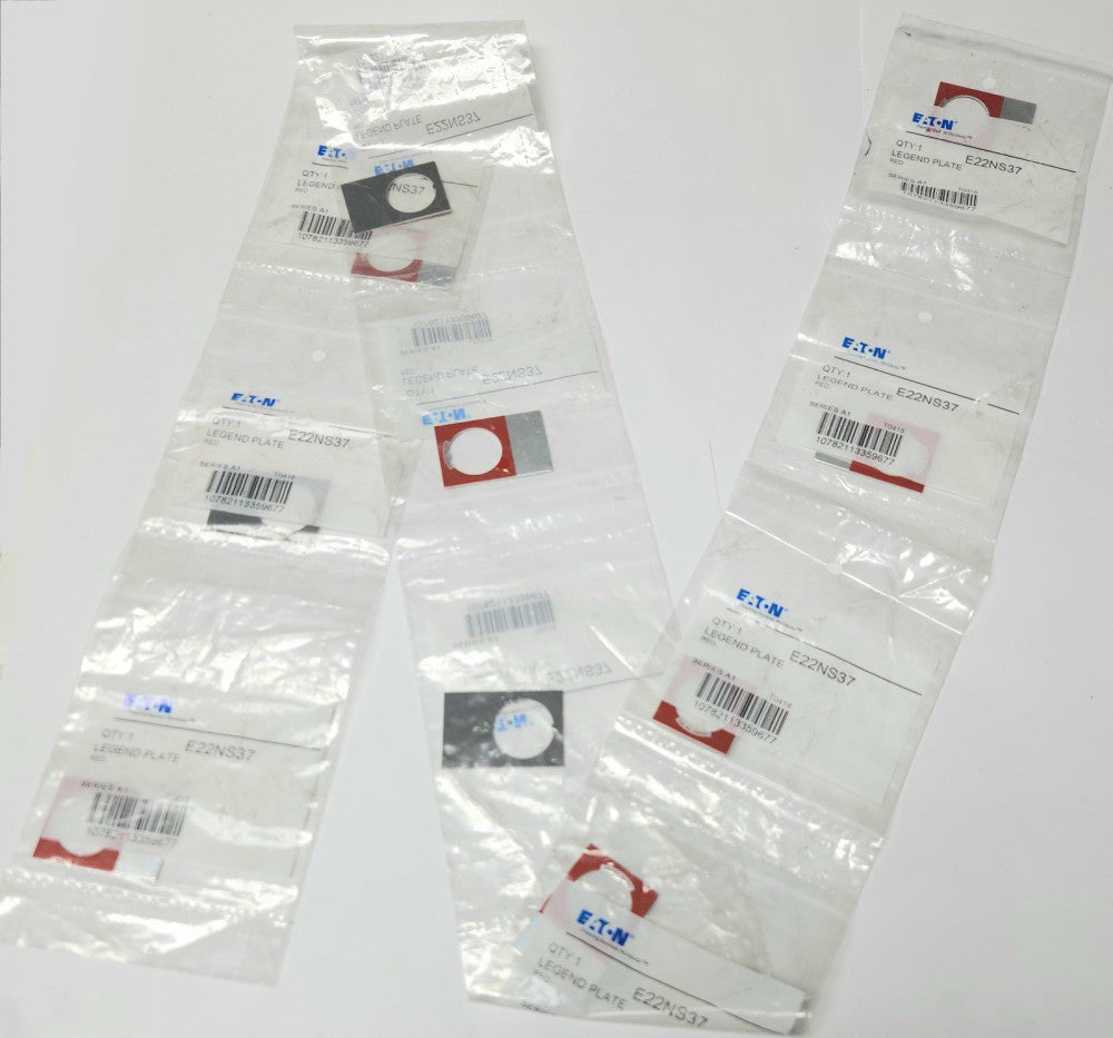LOT OF 10 EATON CUTLER HAMMER E22NS37 BLANK RED 22mm LEGEND PLATE