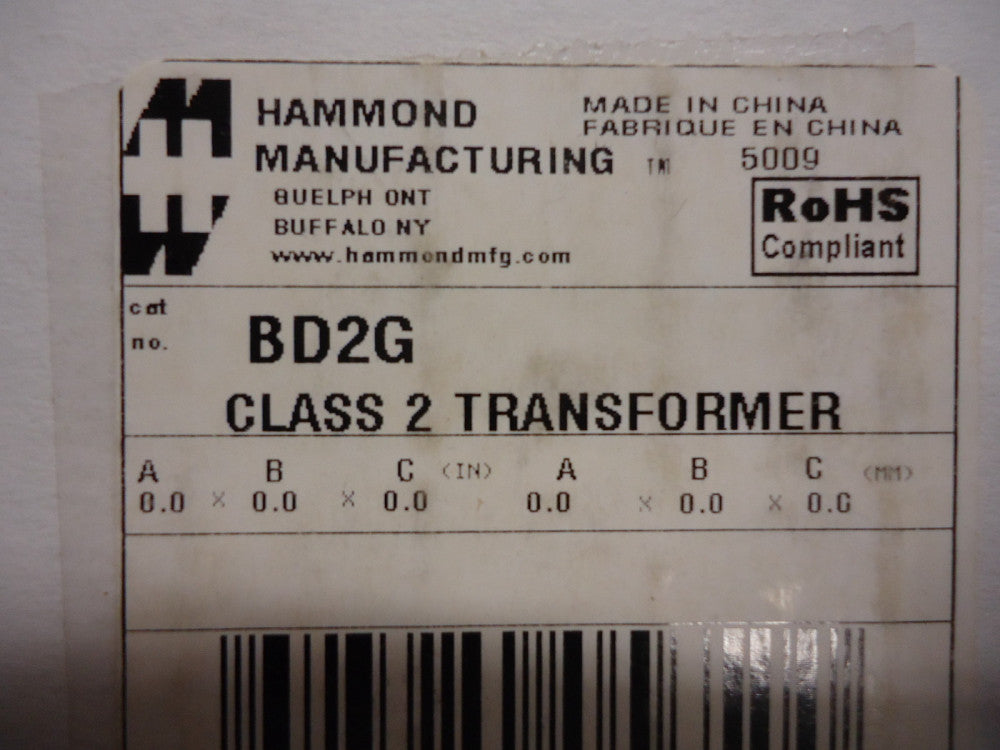 BD2G Hammond XFRMR LAMINATED 20VA CHAS MOUNT NEW!