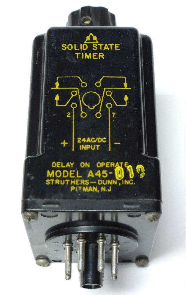 STRUTHERS DUNN MODEL A45 010 SOLID STATE Timer Relay Timing Module 8 PIN 24 VAC