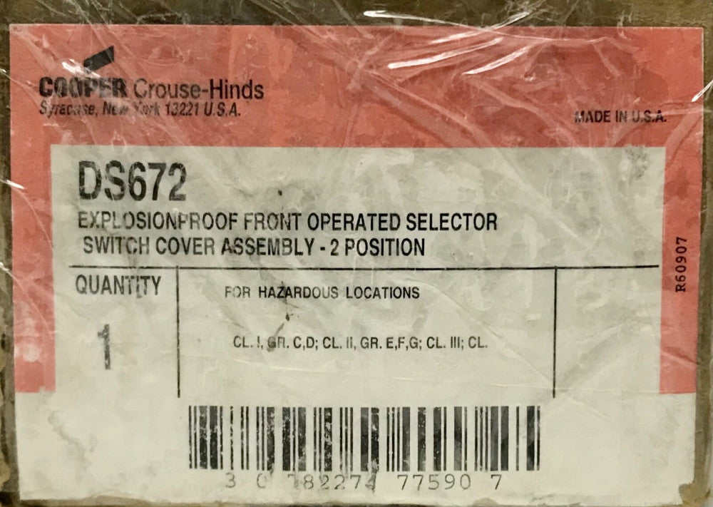 COOPER CROUSE HINDS DS672 2 Position Selector Switch Cover Assembly Explosion