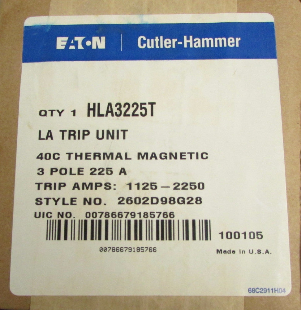 EATON CUTLER HAMMER WESTINGHOUSE HLA3225T 225 Amp LA Trip Unit 2602D98G28