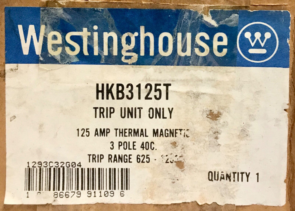 WESTINGHOUSE CUTLER HAMMER HKB3125T Type JB KB 125 AMP Trip Unit 1293C32G04