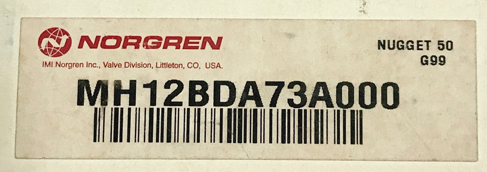 NORGREN MH12BDA73A000 NUGGET 50 G99 150 PSIG Pneumatic Valve